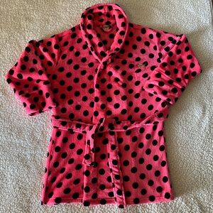 PINK Fuzzy Polka Dot Robe